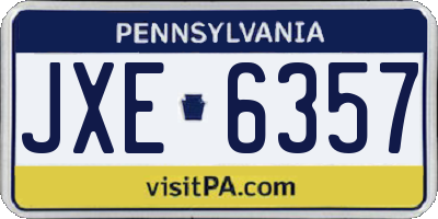 PA license plate JXE6357