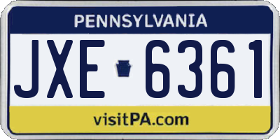 PA license plate JXE6361