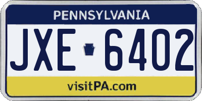 PA license plate JXE6402