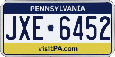 PA license plate JXE6452