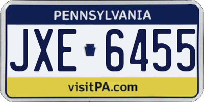 PA license plate JXE6455