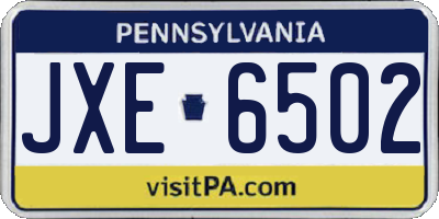 PA license plate JXE6502
