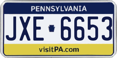 PA license plate JXE6653