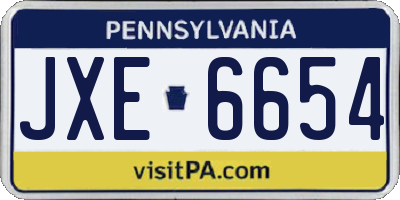 PA license plate JXE6654