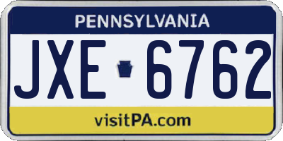 PA license plate JXE6762