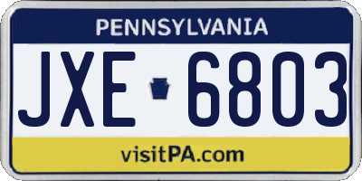 PA license plate JXE6803