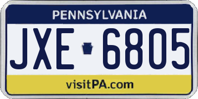 PA license plate JXE6805