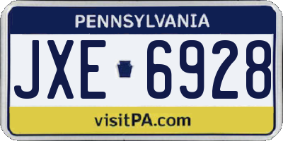 PA license plate JXE6928
