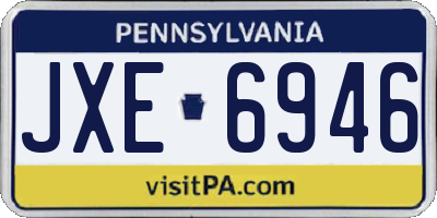PA license plate JXE6946