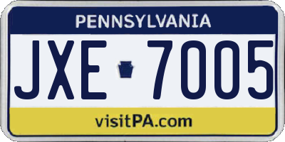 PA license plate JXE7005