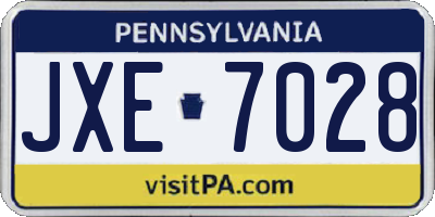 PA license plate JXE7028