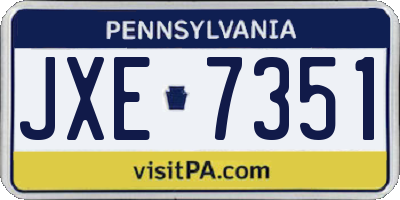 PA license plate JXE7351