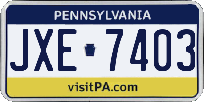 PA license plate JXE7403