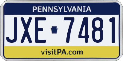 PA license plate JXE7481