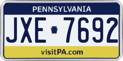 PA license plate JXE7692