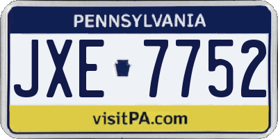 PA license plate JXE7752