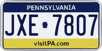 PA license plate JXE7807