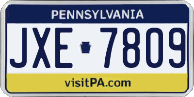 PA license plate JXE7809