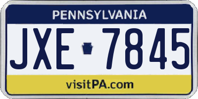 PA license plate JXE7845