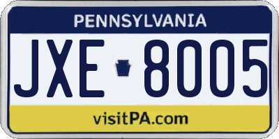 PA license plate JXE8005