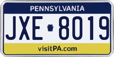 PA license plate JXE8019