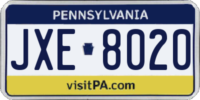 PA license plate JXE8020