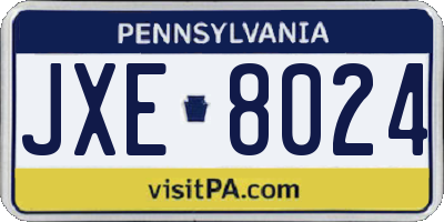 PA license plate JXE8024