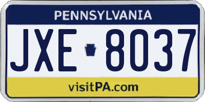 PA license plate JXE8037