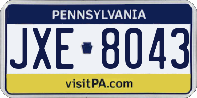 PA license plate JXE8043