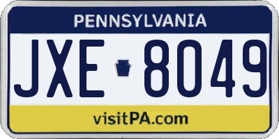 PA license plate JXE8049