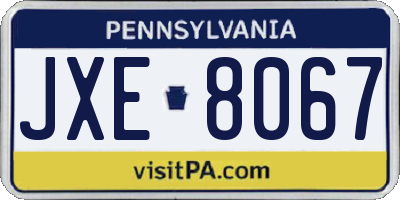PA license plate JXE8067