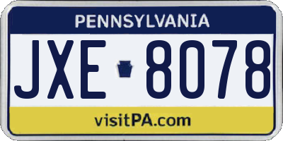 PA license plate JXE8078