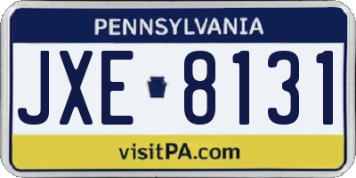PA license plate JXE8131