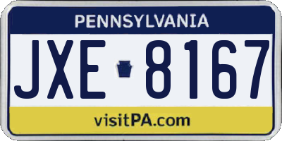 PA license plate JXE8167