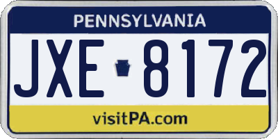 PA license plate JXE8172