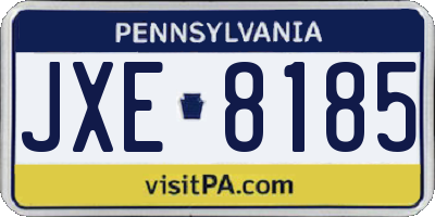 PA license plate JXE8185