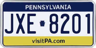 PA license plate JXE8201