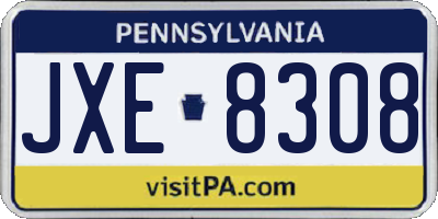 PA license plate JXE8308