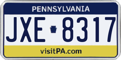PA license plate JXE8317