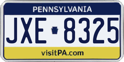 PA license plate JXE8325