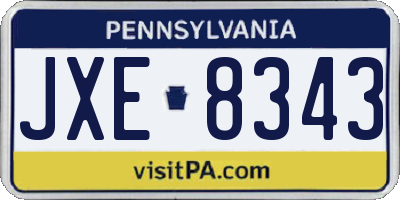 PA license plate JXE8343