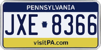 PA license plate JXE8366