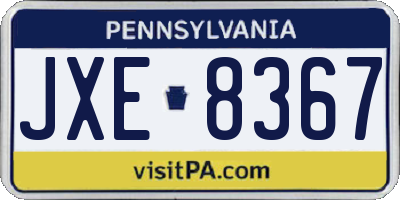 PA license plate JXE8367