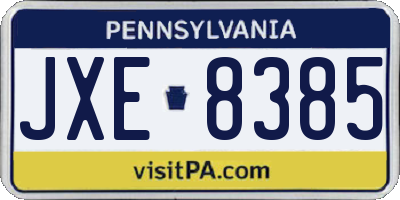 PA license plate JXE8385
