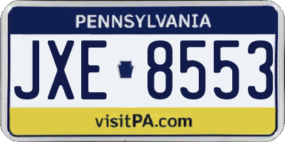 PA license plate JXE8553