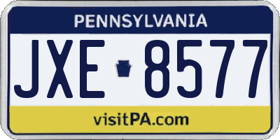 PA license plate JXE8577