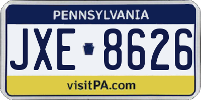PA license plate JXE8626