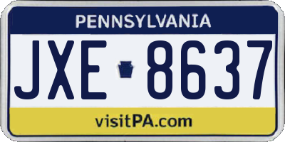 PA license plate JXE8637