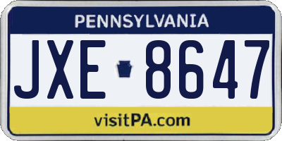 PA license plate JXE8647
