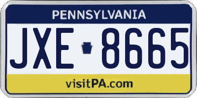 PA license plate JXE8665